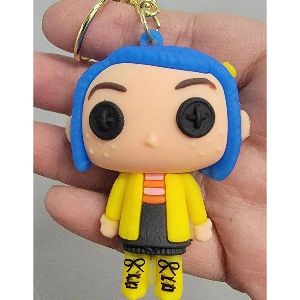 NEW Coraline & Beldam Keychain Charm 3D Silicone Button Eyes Or Purse Charm 2 Pc